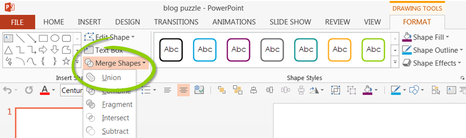 łączenie kształtów w PowerPoint