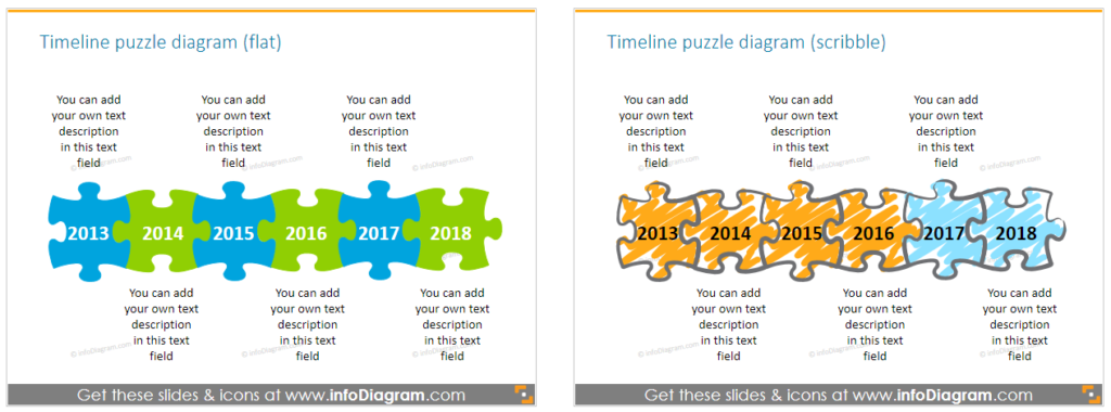 puzzle graphic timeline PowerPoint