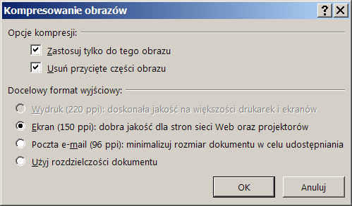 kompresowanie obrazów w PowerPoint