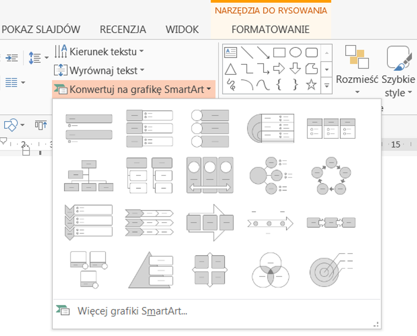 diagram SmartArt w PowerPoint slajdy Prezentio