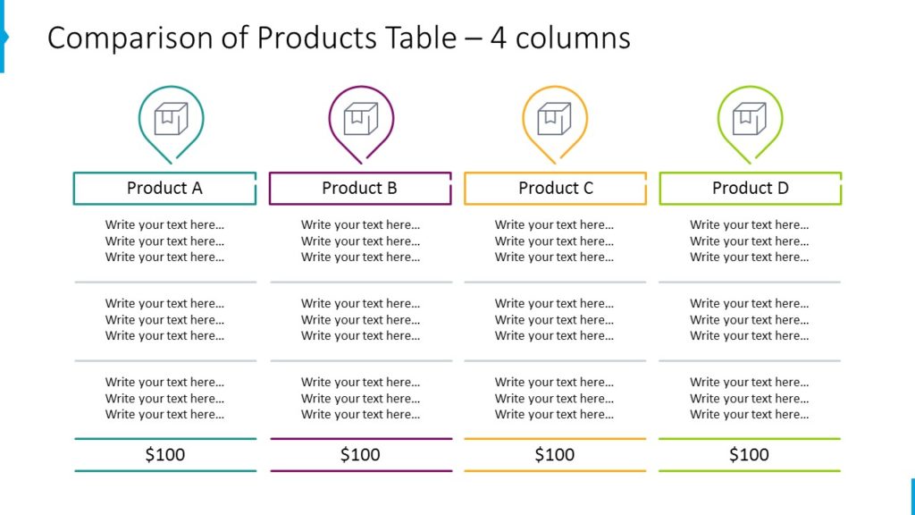 Porównanie produktów lista PowerPoint kreatywne slajdy