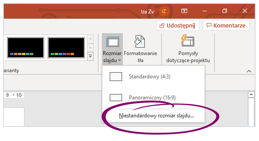 jak ustawić niestandardowy rozmiar slajdu PowerPoint