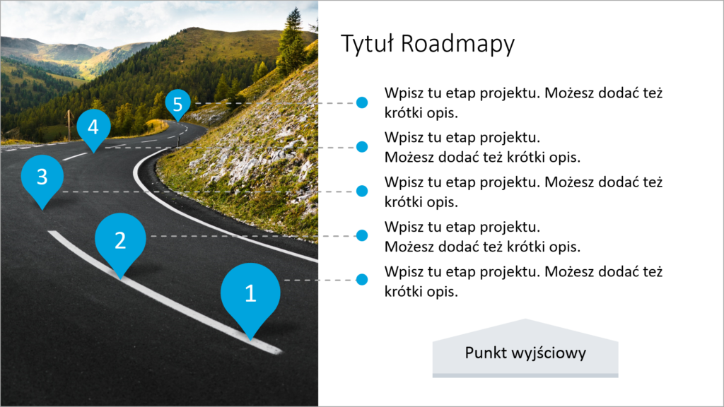 roadmapa w 4 krokach w PowerPoint prezentio graficzne slajdy