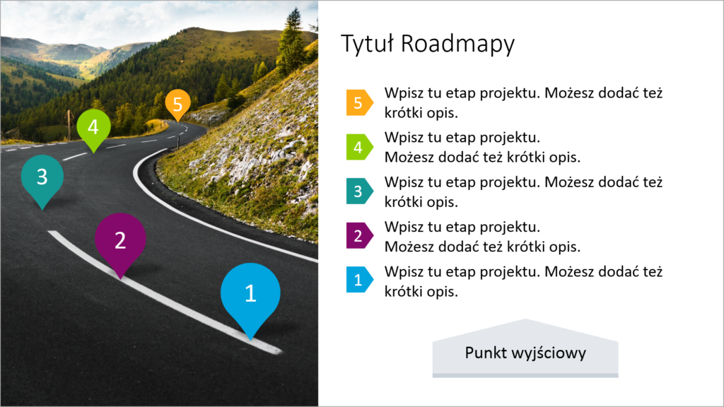 roadmapa na slajdzie PowerPoint różne warianty