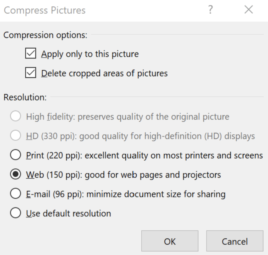 compress picture in PowerPoint