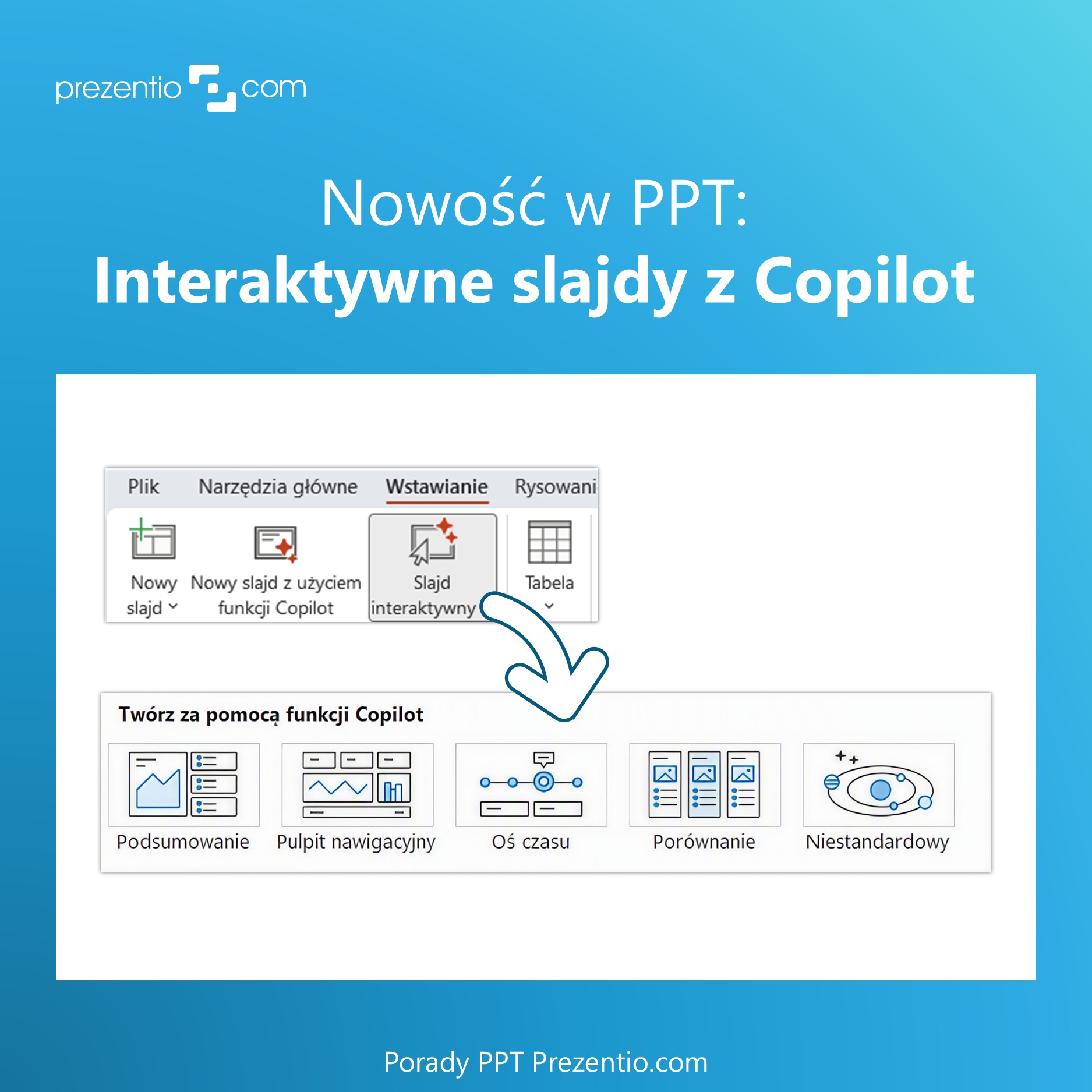 ikona Interaktywne slajdy w menu PowerPoint z Microsoft 365 Copilot
